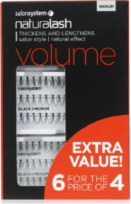 Salon System Naturalash Individual Eyelash Eye Lashes Schwarz 6 für 4 MEDIUM 