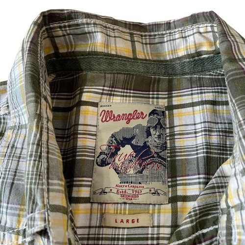 Wrangler True Wanderers Shirt Men’s Size Large Green Plaid Adventure Racing - Picture 2 of 5