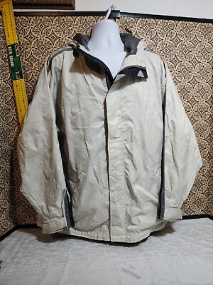 VINTAGE Mens In Crowd Windbreaker Jacket SZ L Nylon EUC Grey Priority Ship