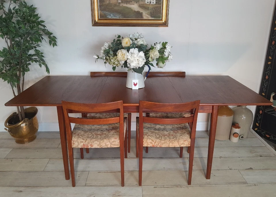 Nils Jonsson Troeds Teak Mid Century Double Extending Ove Dining Table 4 Chairs - Image 3 of 4
