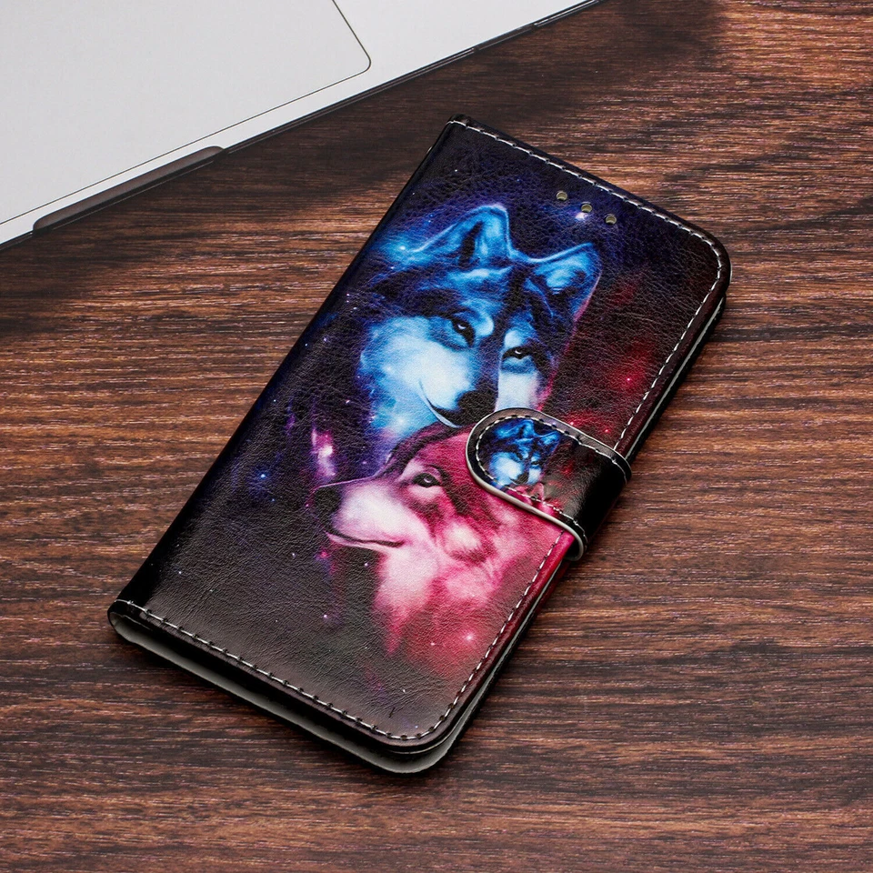 Butterfly Flower Cat Wolf Wallet Phone Case For Motorola G62 G50 G10 E22 E20 E30 - Image 2 of 4