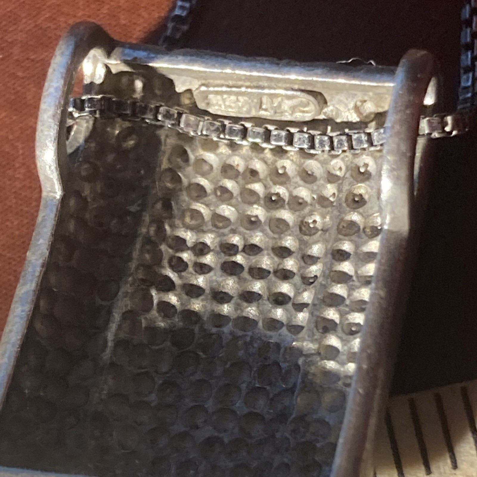 B709 - Sterling Silver Scroll Rectangle Pendant, … - image 5