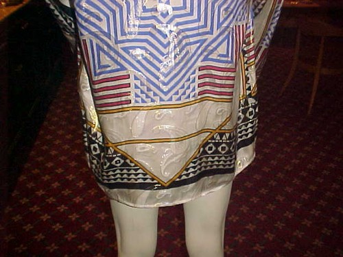 VINTAGE MEN'S CETA DOLCE METALLIC SILK SHIRT MULTICOLOR GEOMETRIC DESIGN LARGE - Picture 7 of 10