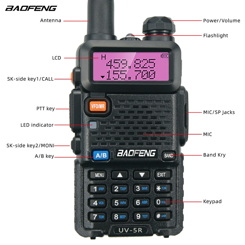 US 2021 Baofeng UV-5R Two way Radio 8W VHF UHF FM Transceiver Ham Walkie Talkie - Image 3 of 4