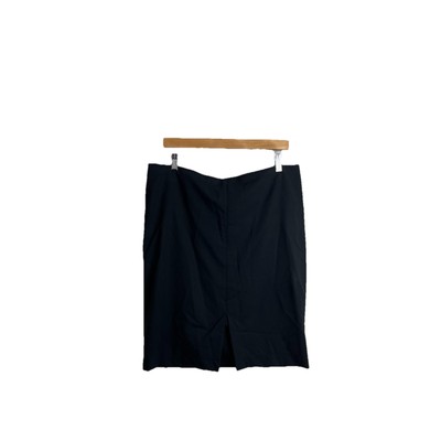 The Row 12 Knee Length Woven Pencil Skirt Black Women s Slit Silver Zipper