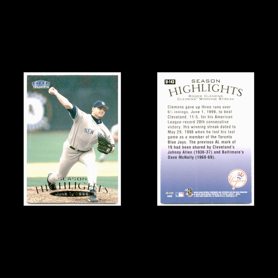 Roger Clemens #U-143 1999 Fleer Tradition Update New York Yankees Baseball Card - Image 3 of 3