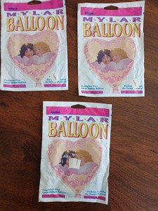Lot Of 3 Unopened Anagram Mylar Helium Baloons 90s Angel Heart Design