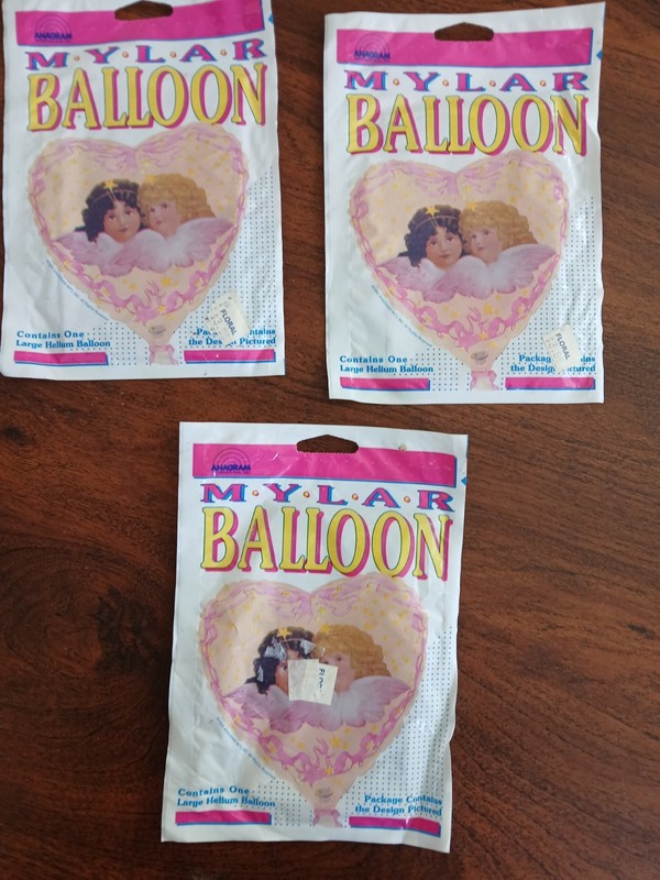 Lot Of 3 Unopened Anagram Mylar Helium Baloons 90s Angel Heart Design