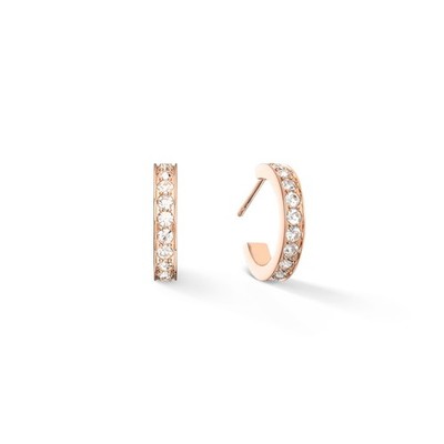 Coeur De Lion Hoop earrings 15 stainless steel & crystals rose gold crystal