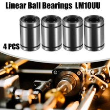 4 Pcs LM10UU 10mm IDx19mm ODx29mm Length Car Linear Ball Bearings Silver Tone
