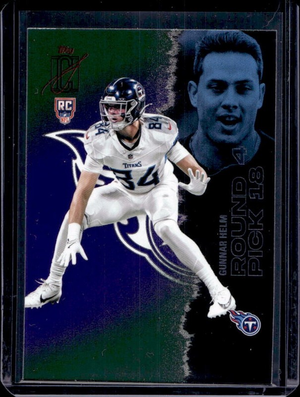 2025 Topps Signature Class Gunnar Helm Rookie RC Green & Purple Foil #166 Titans