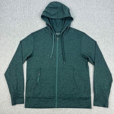 Quince Flowknit Full-Zip Hoodie Womens M Heather Green Performance Stretch