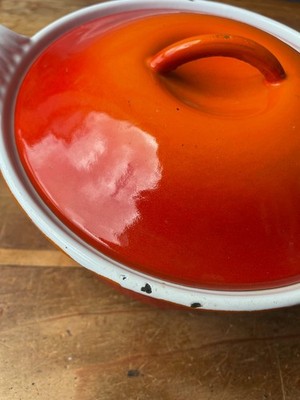 Vintage Le Creuset 18 Mini Dutch Oven Cocotte FLAME ORANGE Loop