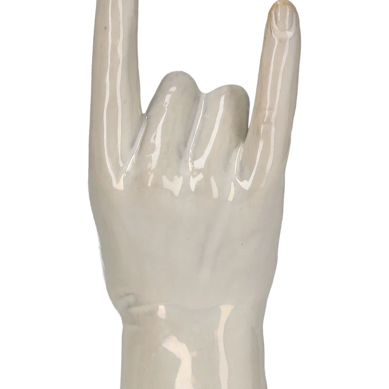 Mano Corna Decorativa Ceramica Bianco Perlato Soprammobile Svuotatasche H 22 cm, fotografia 8 di 9