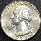 1963 TYPE B REVERSE FS-901 WASHINGTON SILVER QUARTER COIN UNC