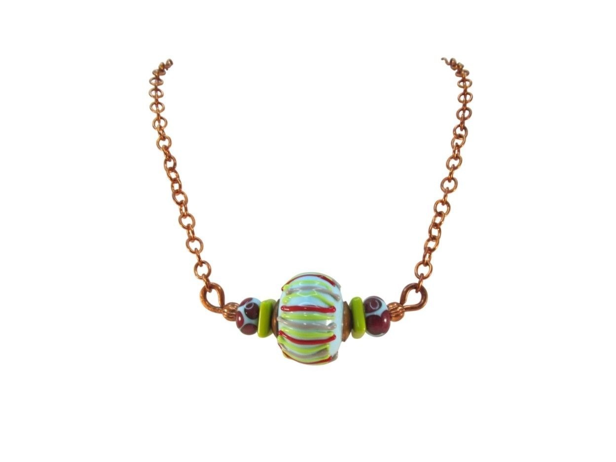 Handcrafted Large Lampwork Glass Statement Neckla… - image 10