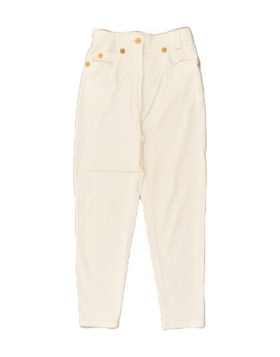 RENA LANGE Damen High Waist Slim Jeans UK 10 Small W26 L24 Off White AX28