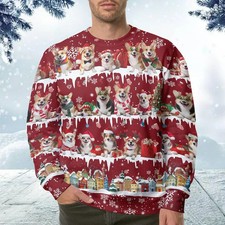 Corgi Dog Ugly Christmas Sweater Red Welsh Corgi Lover Pullover Unisex Gift