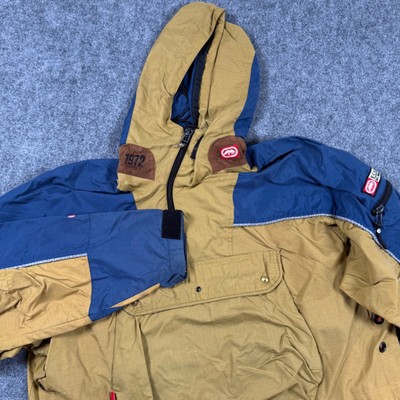 Ecko Unltd. 1972 Vintage Jacket Large Brown Color Block Pullover Anorak Men's