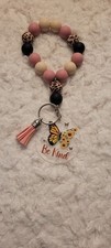 Boho Beaded Bracelet Key Chain Wristlet Tasseled Kindness Sunshine Handmade