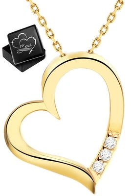 Herz Kette 925 Silber gold Halskette mit Anhänger Geschenk Freundin Frauen Damen - Bild 1 von 4