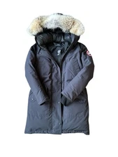 Canada Goose Ellesmere Parka Women small S Fur Trim Blue 6555L Authentic