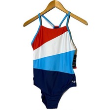 NWT women s Speedo Girl's Swimsuit One Piece Cross Back Size 16