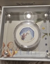 Royal Mint 2020 The Snowman Silver Proof Coloured 50p Coin Boxed COA