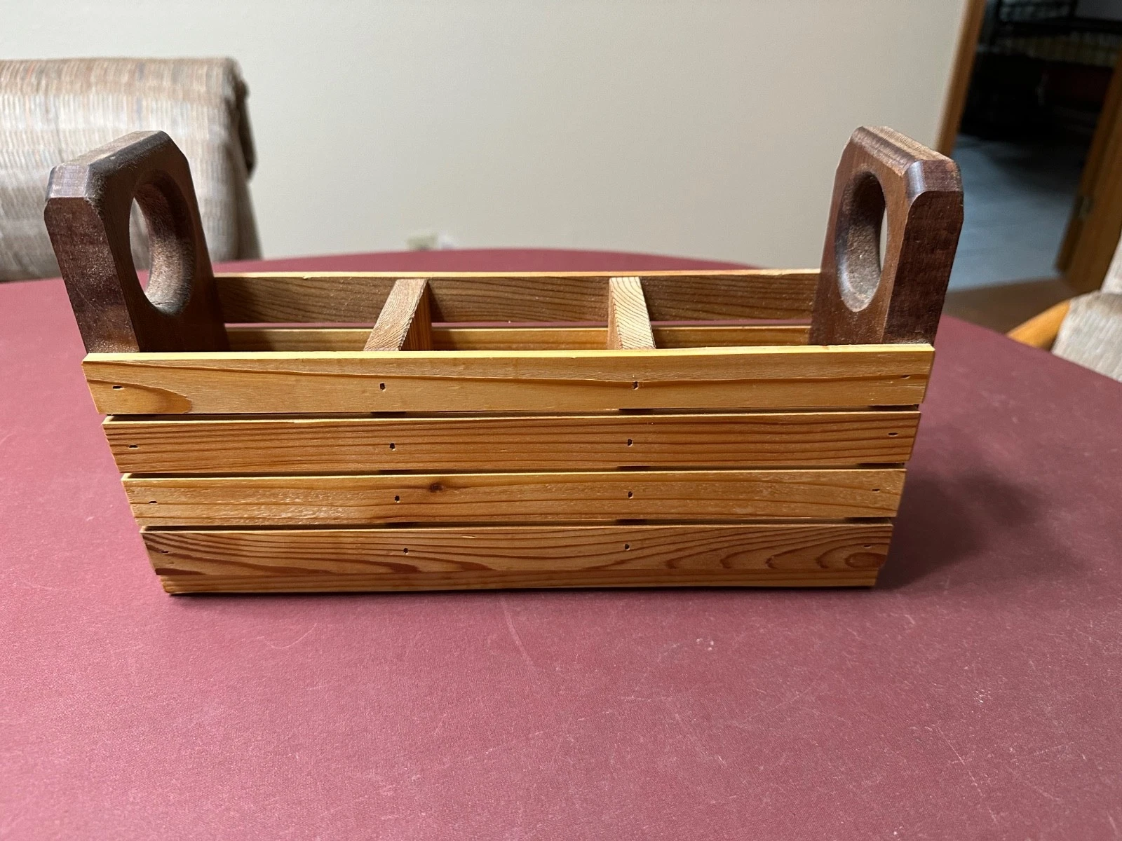 Western Cedar Countertop Kitchen Utensil Holder 12" x 7" x 3-3/8" W/Carry Holes