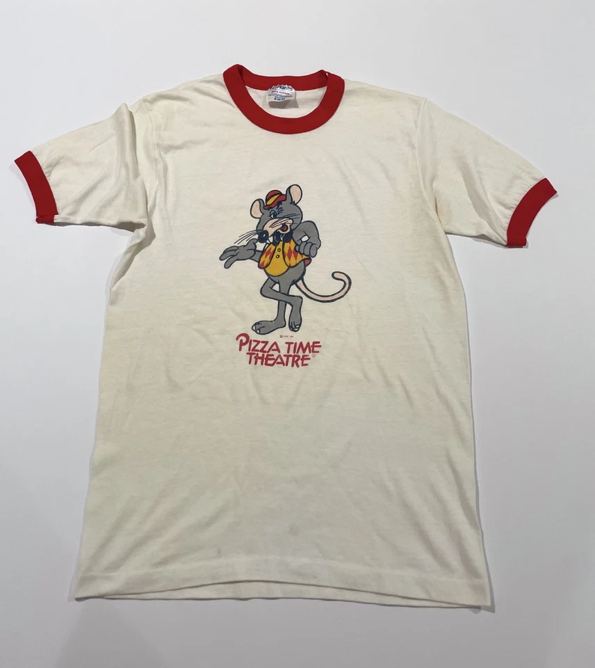 Camisa Timbre Queso Chuck E Vintage Años 80 Talla M “Pizza Time Theatre” Rara Delgada Foto 4 de 4