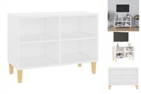 Tv-Schrank Mit Massivholz-Beinen Weiß 69,5X30X50 Cm Lowboard