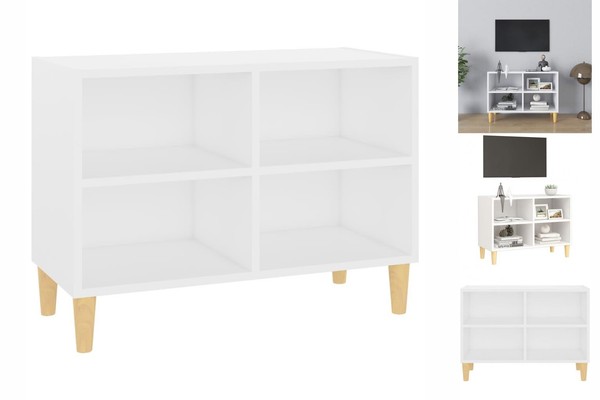Tv-Schrank Mit Massivholz-Beinen Weiß 69,5X30X50 Cm Lowboard-image