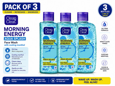 Clean & Clear Morning Energy Aqua Splash Face Wash 150ml Pack of 3
