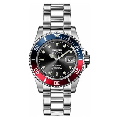 with box and papers Invicta Pro Diver Quartz Black Dial Pepsi Bezel Mens G2U