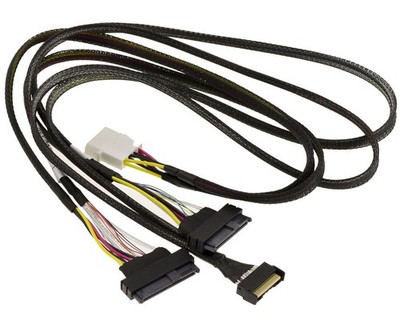 PCIe 5.0 Cable MCIO 8i 74 Pins To 2x SFF-8639 68 Pin 80Cm