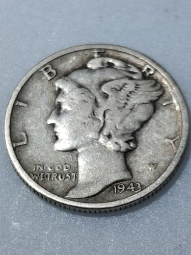 1943 Mercury Dime – Denver D – WWII Silver Dime – Winged Liberty Head