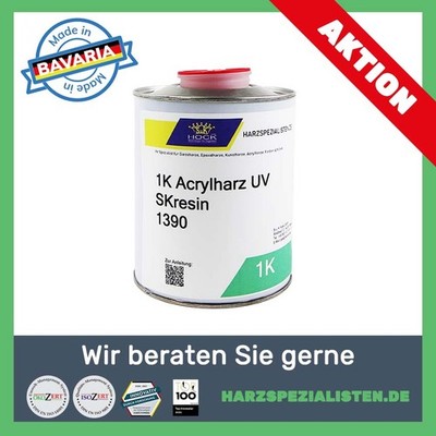 500 ml Gießharz GLASKLAR transparent UV-Härtend 1K System CLEAR (35,90 EUR/l)