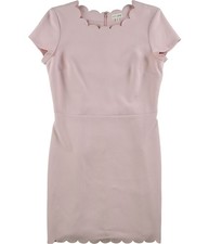 maison Jules Womens Scalloped Shift Dress, pink, 10