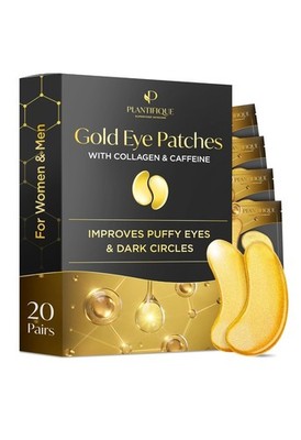 PLANTIFIQUE Golden Under Eye Patches for Puffy Eyes and Dark Circles 20 Pair