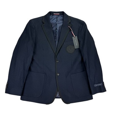 Tommy Hilfiger Mens Windsor Modern Fit Wool Blend Sport Coat Navy 42S