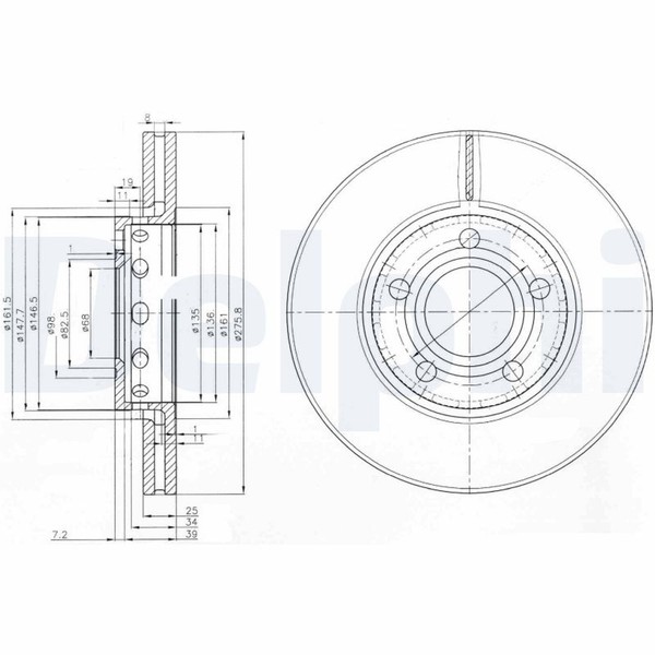 2X Delphi Bremsscheibe BG2518 FüR Audi C3 100 Quattro 85 200 443 444 Avant 445-image