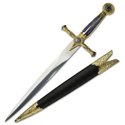 21.5'' BladesUSA Mason Medieval Short Sword w/Alloy Handle and Leather Scabbard