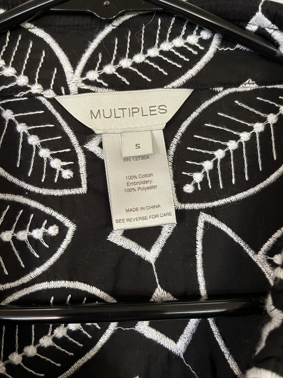 Multiples Button Up Shirt Jacket Black White Wome… - image 4