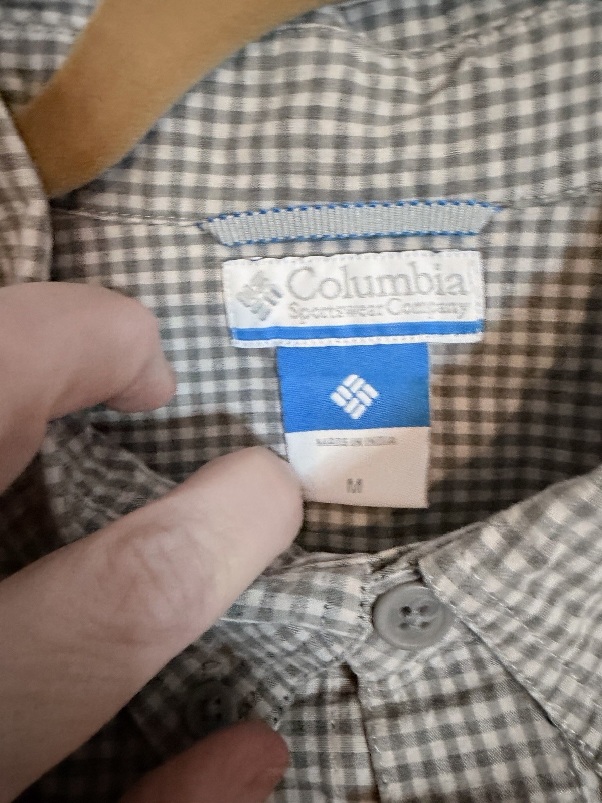 Men’s Columbia Button Down Medium Regular Gray Wh… - image 5