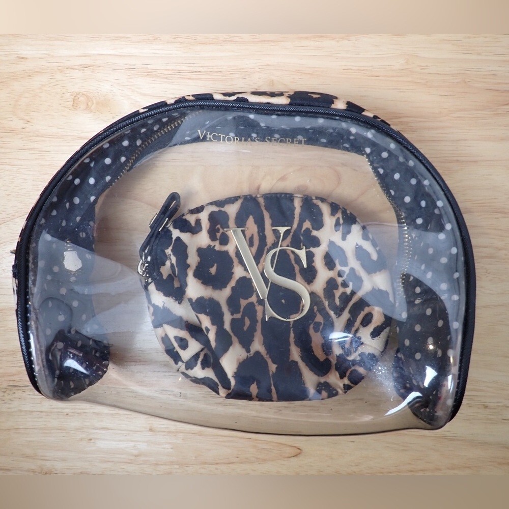 Victoria's Secret Makeup Bag Set Leopard and Gold