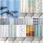 MODERN DESIGNER PEVA BATHROOM SHOWER CURTAIN COMPLETE 12 Hooks 180cm x 180cm
