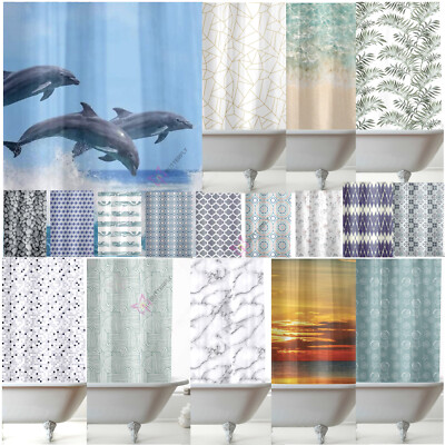 MODERNER DESIGNER PEVA BAD DUSCHVORHANG KOMPLETT 12 Haken 180 cm x 180 cm