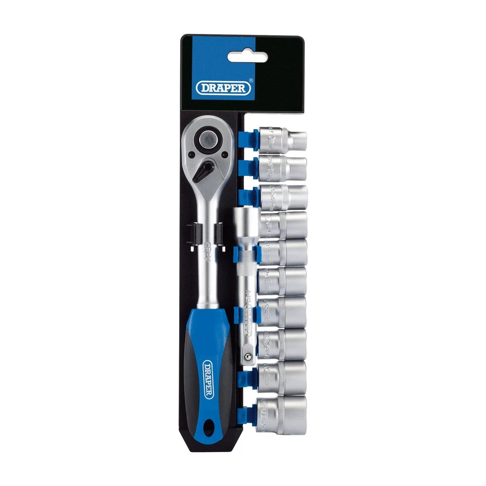 1x 12 Piece Draper 1/2" Square Drive Metric Socket & Ratchet Set - 16374 - Image 3 of 4