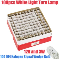 Box of 100 194 Halogen Signal Wedge Bulb T1012V 168 White Light Turn Lamp Marker
