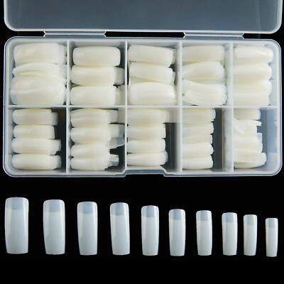 	Half Cover Acrylic False Nail Tips 500PCS 10 Sizes Fake Nail Shape Artificia...